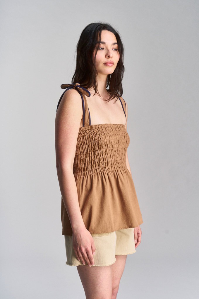 GAIA - Organic Cotton Seersucker Vest  - Tan from KOMODO