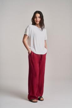 LOLA - Cupro Trousers - Berry via KOMODO