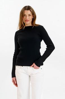 WASABI Organic Cotton Rib Knit Top - Black via KOMODO