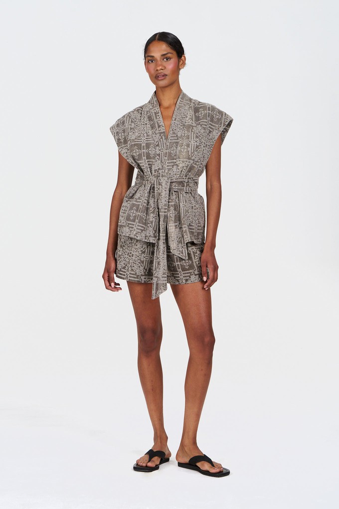 LIBBY Organic Linen Cotton Short - Mushroom Crossstich from KOMODO