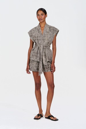 LIBBY Organic Linen Cotton Short - Mushroom Crossstich from KOMODO