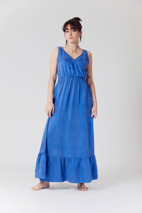 WHIRLYGIG Cupro Maxi Dress Blue from KOMODO