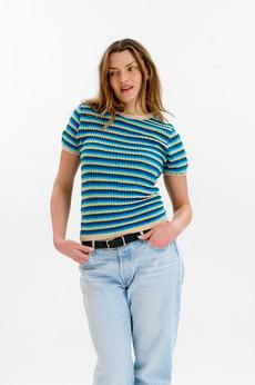 PENELOPE Organic Cotton Pointelle Knit Tee - Ocean via KOMODO