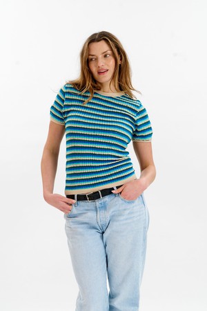 PENELOPE Organic Cotton Pointelle Knit Tee - Ocean from KOMODO