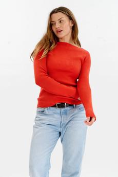 WASABI Organic Cotton Rib Knit Top - Red via KOMODO