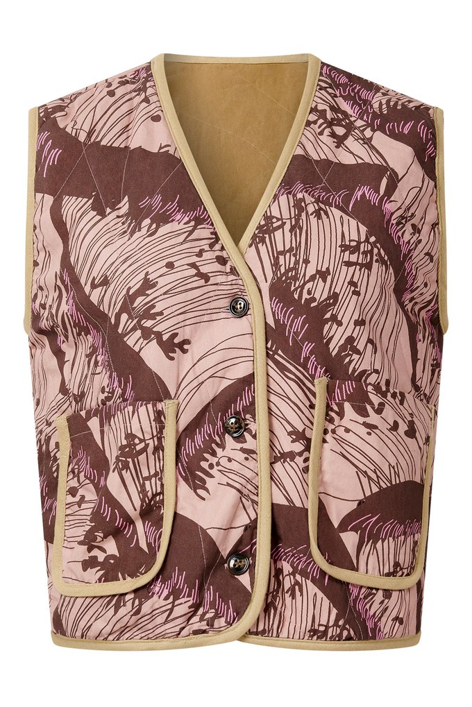 WAVE - Organic Cotton Reversible Gilet - Camel/Pink from KOMODO