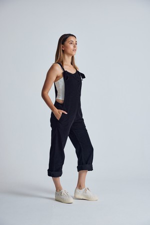 MARY-LOU Black - Organic Cotton Dungaress by Flax & Loom from KOMODO