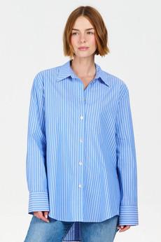 BUSBY Organic Cotton Shirt - Blue Stripe via KOMODO