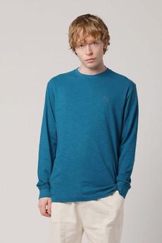 HAKON - Organic Cotton Long Sleeve Tee Teal Blue via KOMODO