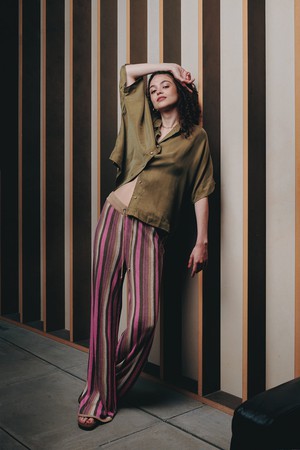 KIMONO - Cupro Shirt - Army Green from KOMODO