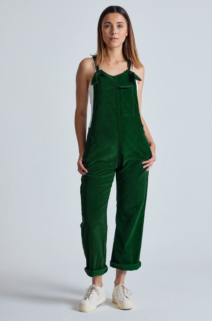 MARY-LOU Green - Organic Cotton Cord Dungarees by Flax & Loom from KOMODO