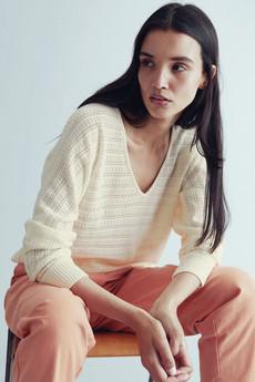 CLOVER - Pointelle Knit Organic Cotton Jumper - Cream via KOMODO
