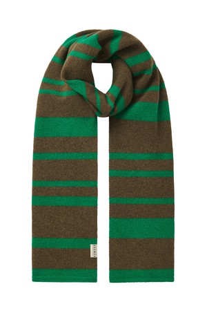 TATE Merino Wool Scarf - Green & Brown stripe from KOMODO