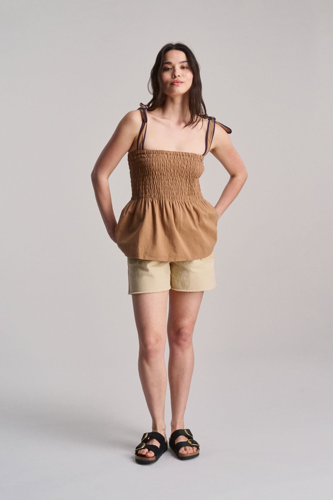 GAIA - Organic Cotton Seersucker Vest  - Tan from KOMODO