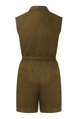 SIENNA - Organic Linen Cotton Playsuit - Khaki from KOMODO