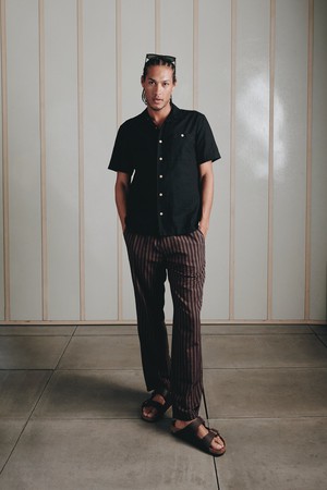 JOSHUA - Organic Cotton Trouser - Brown Stripe from KOMODO