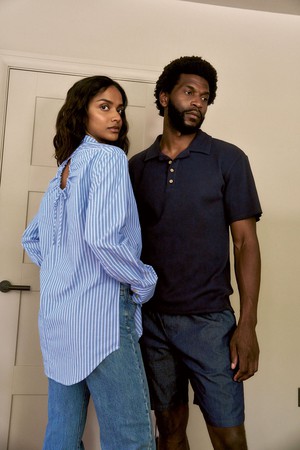 BUSBY Organic Cotton Shirt - Blue Stripe from KOMODO