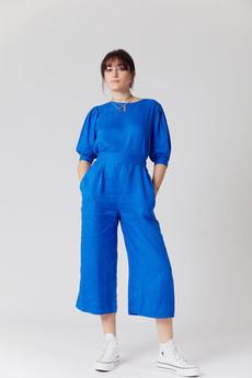 FAYE Organic Linen Jumpsuit Blue from KOMODO