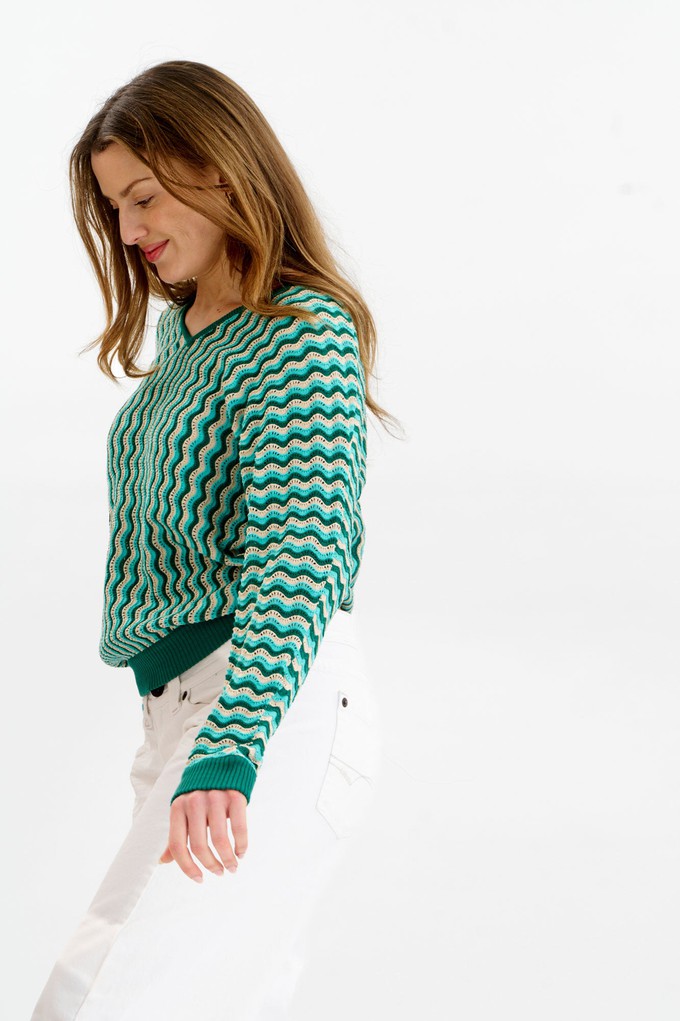 CLOVER Organic Cotton Pointelle Jumper - Green from KOMODO