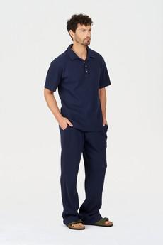 GIO BEACH Organic Cotton Trouser - Navy via KOMODO
