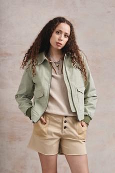 VIV - Organic Cotton Bomber - Green Stripe via KOMODO