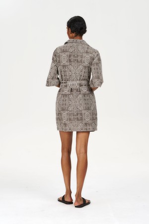 ROMY Organic Linen Cotton Dress - Mushroom Crossstich from KOMODO