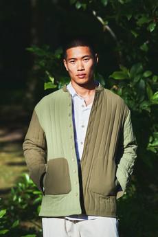 MILO - Organic Cotton Jacket Green Patchwork via KOMODO