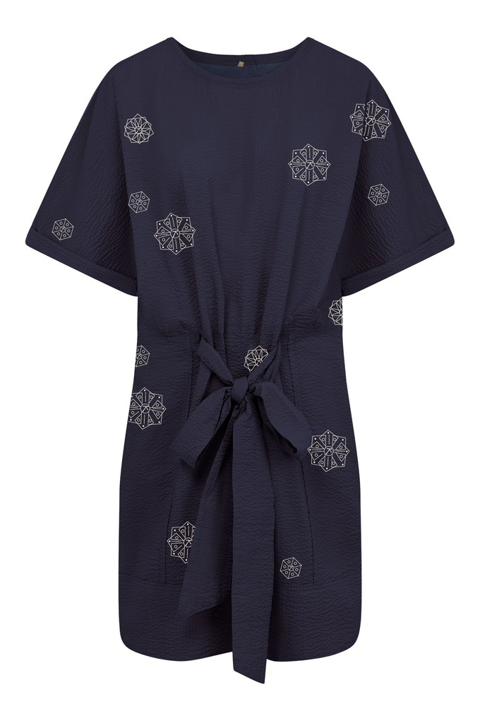 AKINA - Embroidered Organic Cotton Dress Navy from KOMODO