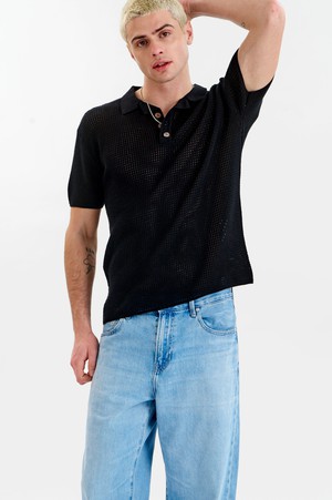 OLIVER Organic Cotton Knit Polo - Black from KOMODO