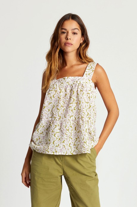 CAITLIN Floral Print Organic Cotton Top - White from KOMODO