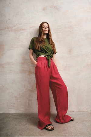LOLA - Cupro Trousers - Berry from KOMODO