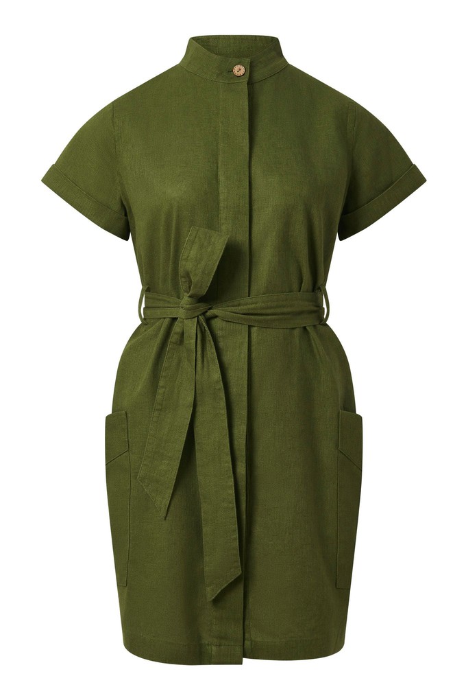 RAFIKI - Organci Linen Cotton Dress - Khaki from KOMODO