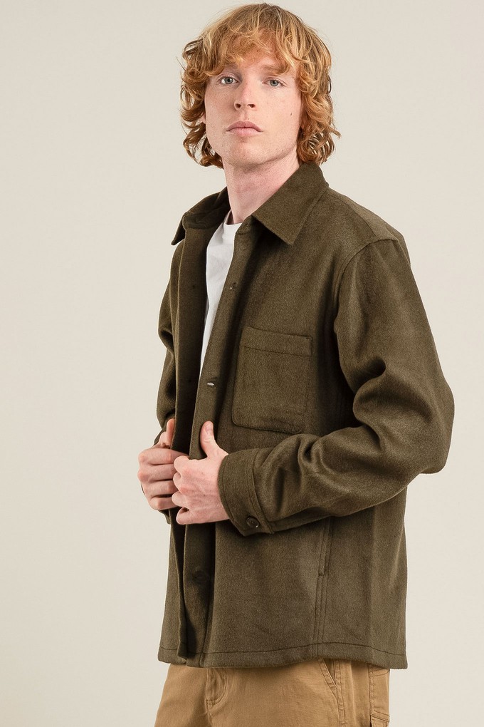 JOHAN Recycled Wool Poly Blend Over Shirt- Olive from KOMODO