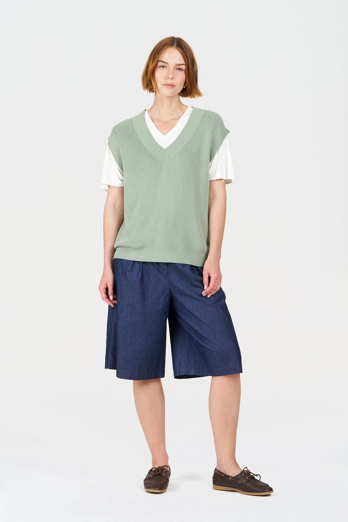 SANDER Organic Ramie Cotton Vest - Sage from KOMODO