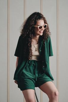 LEAH - Organic Cotton Blend Terry Towelling Shorts - Jungle Green via KOMODO