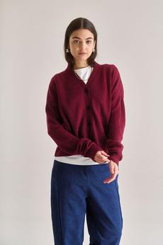 ISLA Wool Cardigan - Wine Red via KOMODO