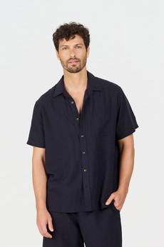 LOYLE Tencel Linen Shirt - Navy via KOMODO