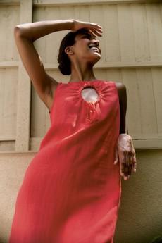 SHANTI Tencel Linen Dress - Coral via KOMODO