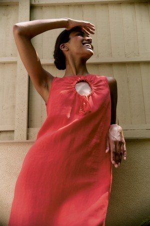SHANTI Tencel Linen Dress - Coral from KOMODO