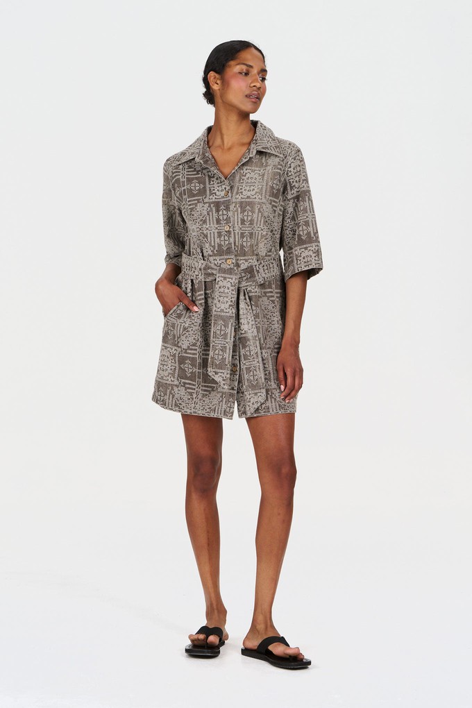 ROMY Organic Linen Cotton Dress - Mushroom Crossstich from KOMODO