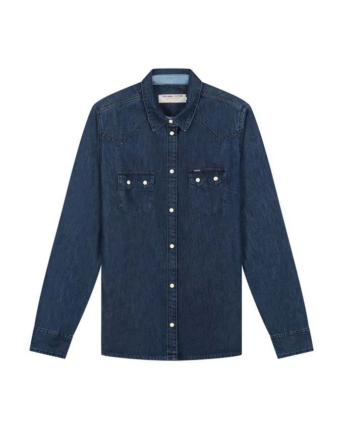 Sawtooth Shirt Worker Blue WOMEN from Kuyichi
