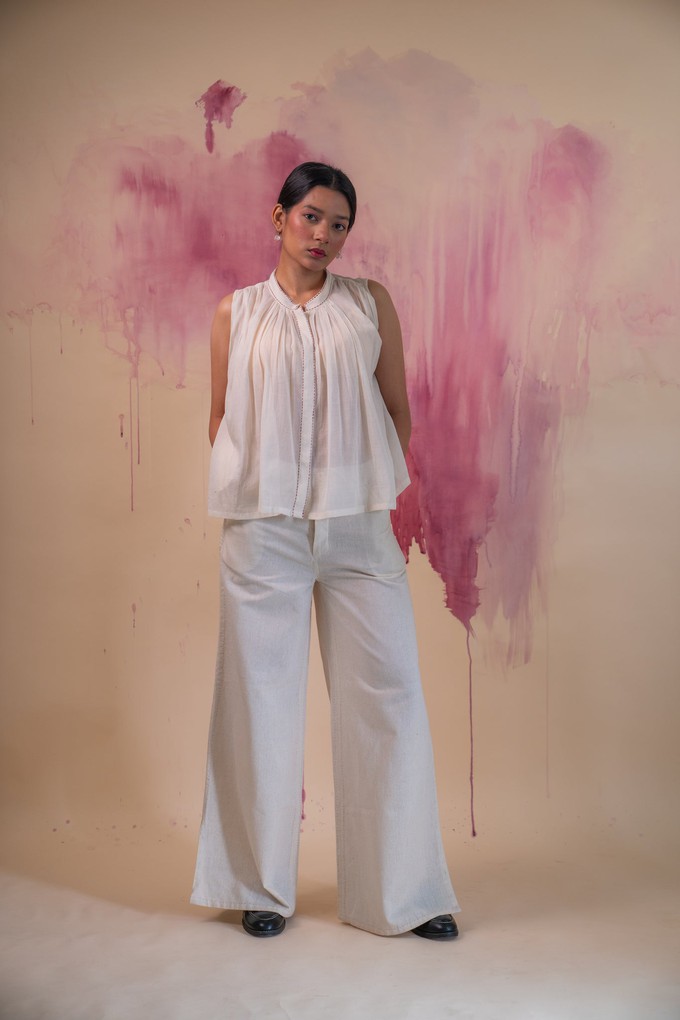 Phosphene Gathered Blouse & Side Slit Pants - Kora from Lafaani