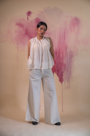 Phosphene Gathered Blouse & Side Slit Pants - Kora from Lafaani