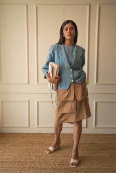 Materiality Sleeveless Cropped Jacket via Lafaani