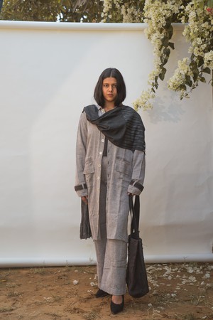 Sonder Unisex Transeasonal Overlay & Kantha Scarf Black from Lafaani