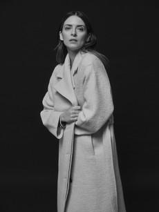 boiled wool coat with lapels (GOTS) via LANIUS