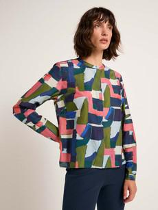 Stand-up collar blouse print art via LANIUS