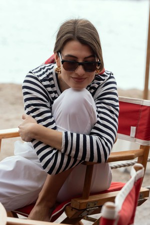 Long Sleeve Striped Linen T-shirt from Lavender Hill Clothing