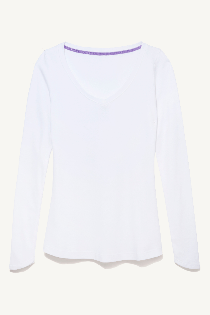 Long Sleeve V Neck Cotton Modal Blend T-shirt from Lavender Hill Clothing