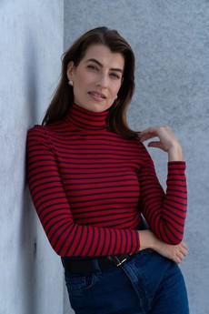 Striped Cotton Roll Neck via Lavender Hill Clothing